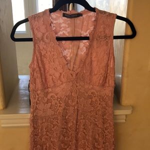 Pink Lace Midi Dress